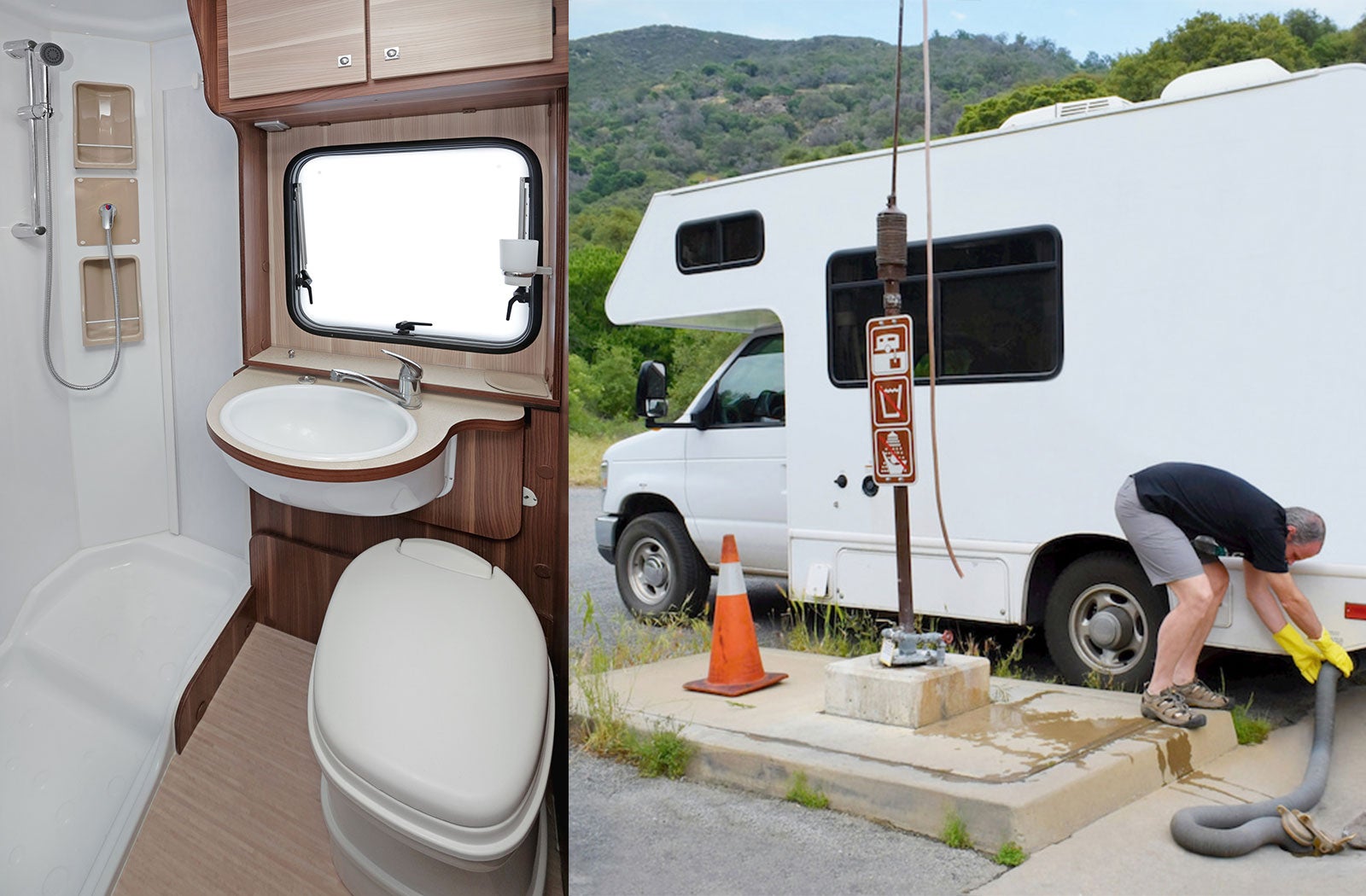 Portable RV/camper toilet and holding tank setup in Plainfield, Illinois