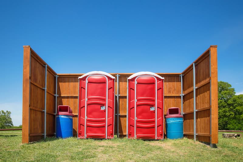 Short-term porta potty units staged for delivery in Plainfield, Illinois